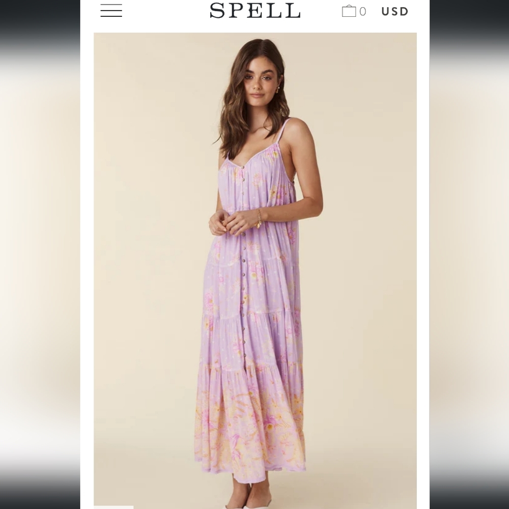 SPELL LEI LEI STRAPPY DRESS Lavender Floral